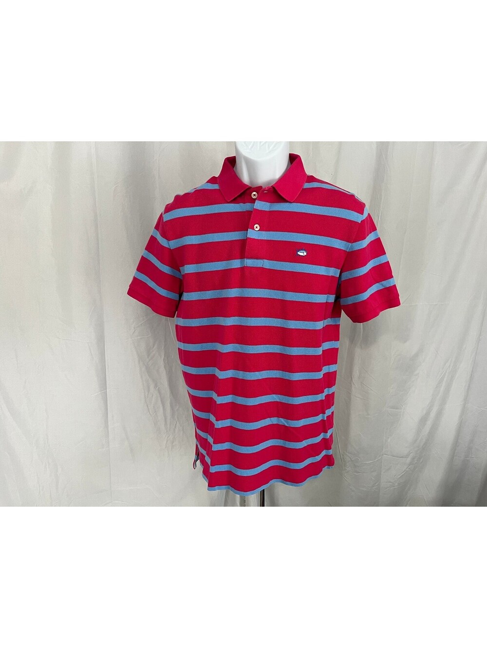 Southern Tide Men's Pink Blue White Pique Knit Golf Polo Shirt Small S